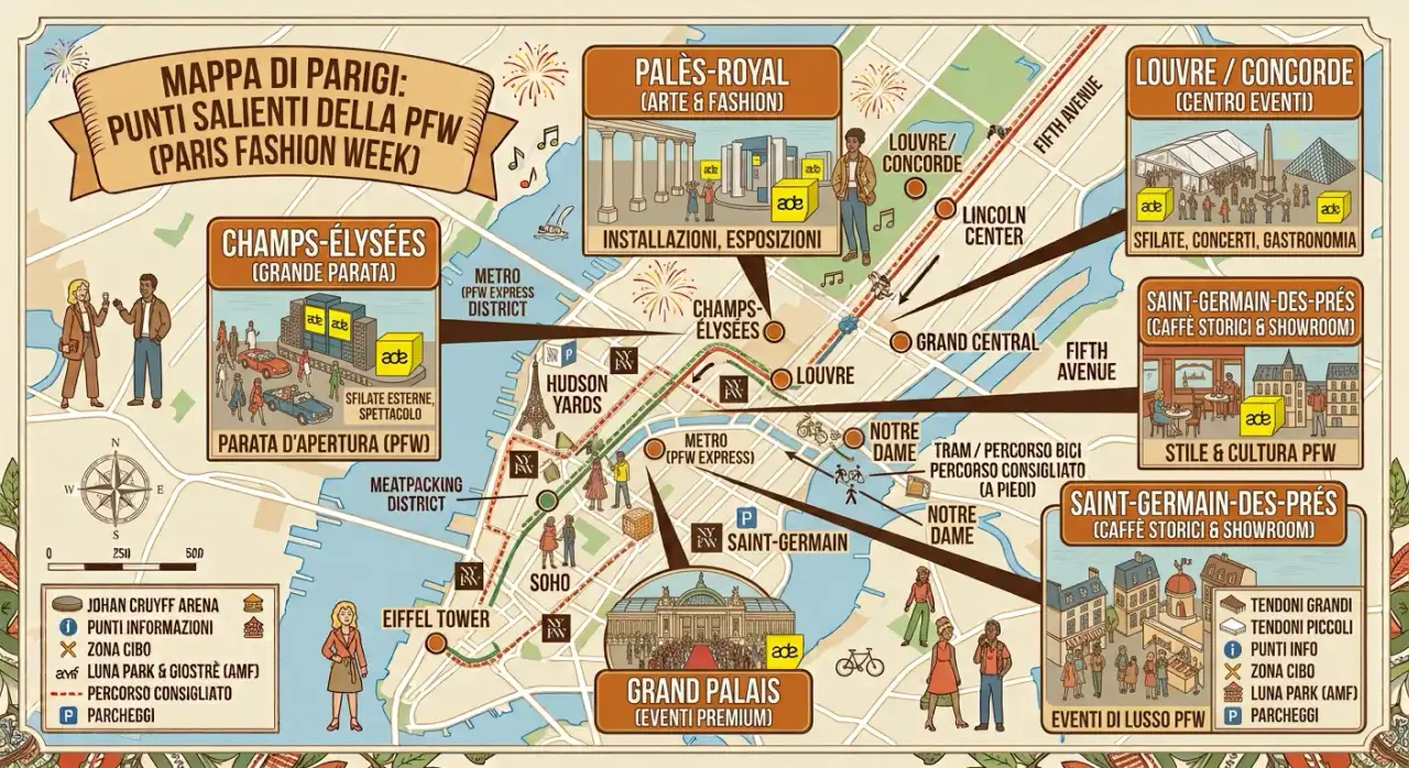 Mappa dei punti salienti di Paris Fashion Week